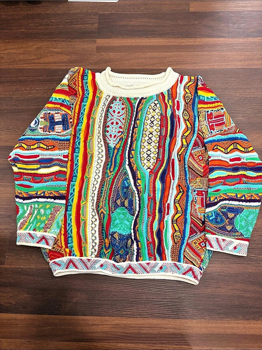 Vintage COOGI Multicolor Geometric Cotton Sweater Size Medium